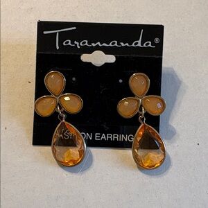 Taramanda Gold and Orange Drop Earrings